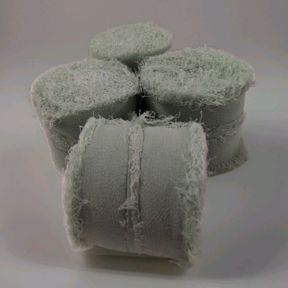 Poly Chiffon Ribbon Sage Green 4 x 1.5" Rolls Gift Wrap Wedding Invites Florals